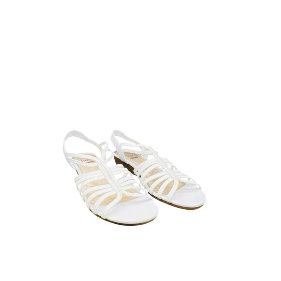 🤍 Ruffle Strappy Slingback Sandal Size 9M Woven Summer Casual Minimal Flat Shoe - Picture 1 of 7